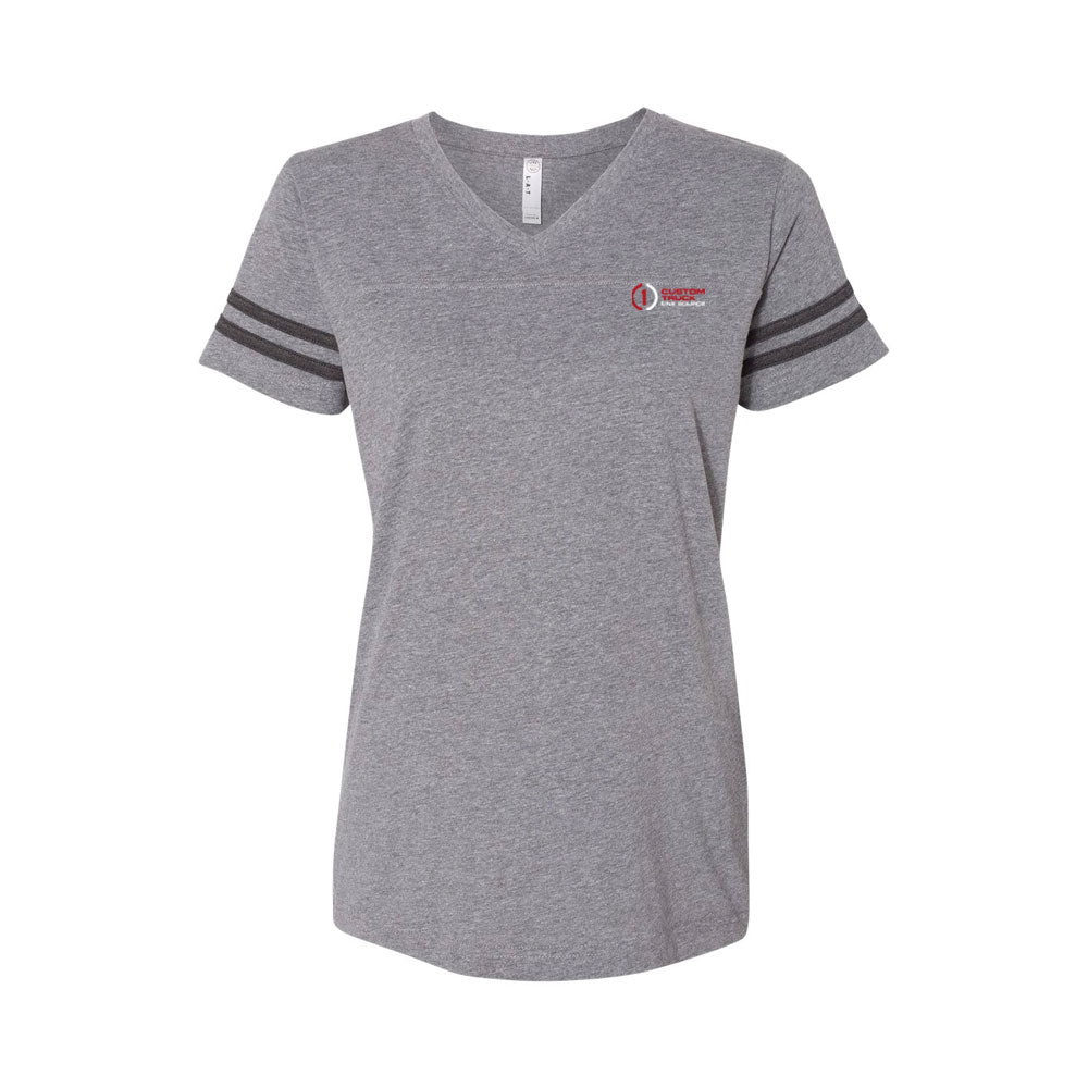LAT - Women's Football V-Neck Fine Jersey Tee - 3537