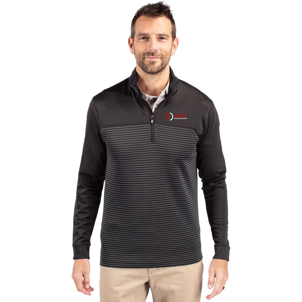 Cutter & Buck Traverse Recycled Smooth Stretch Mens Stripe Quarter Zip Pullover - MCK00088