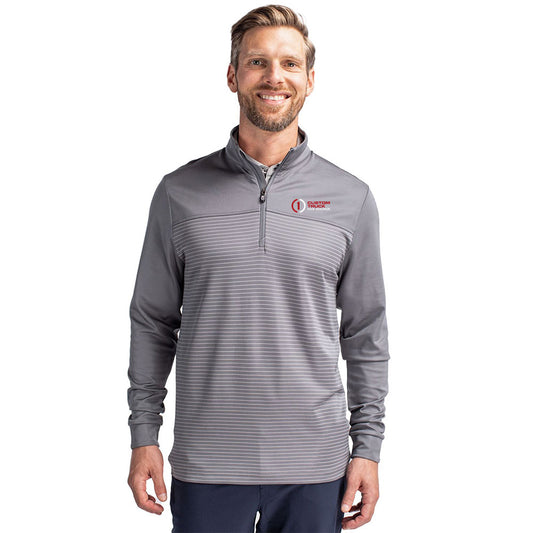 Cutter & Buck Traverse Recycled Smooth Stretch Mens Stripe Quarter Zip Pullover - MCK00088