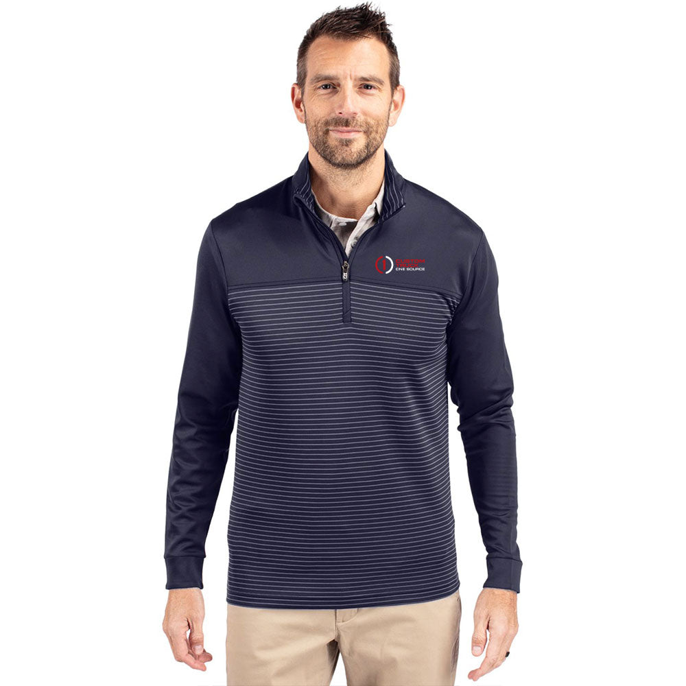 Cutter & Buck Traverse Recycled Smooth Stretch Mens Stripe Quarter Zip Pullover - MCK00088