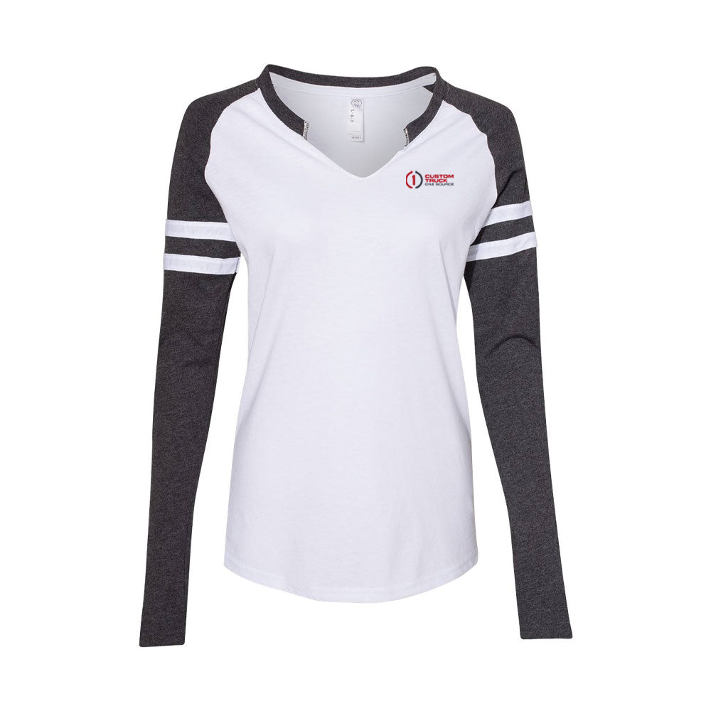 LAT - Women's Fine Jersey Mash Up Long Sleeve T-Shirt - 3534
